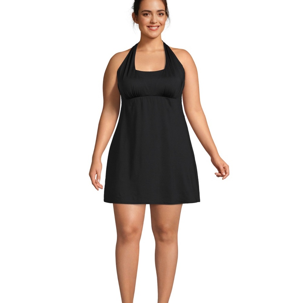 Lands' End Black One Piece Swim Dress